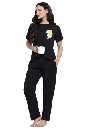 Black flower nightsuit