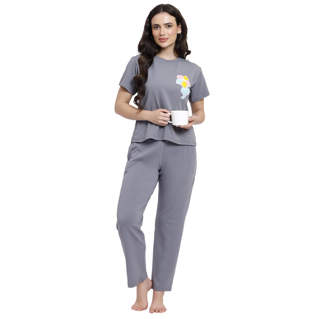 Grey flower nightsuit