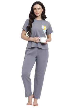 Grey flower nightsuit